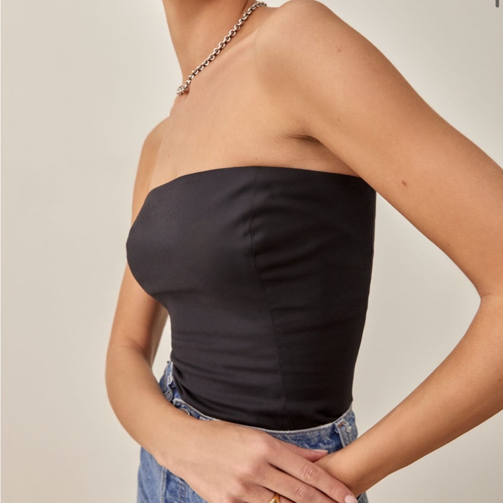 Reformation Black Strapless Bandeau Top